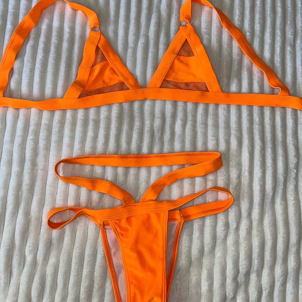 Neon orange bikini set